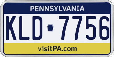 PA license plate KLD7756