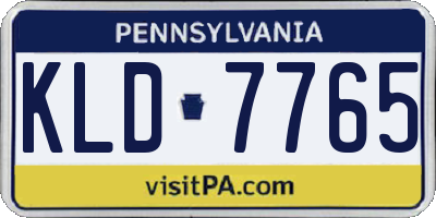 PA license plate KLD7765