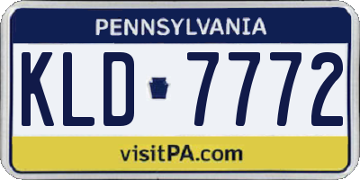 PA license plate KLD7772