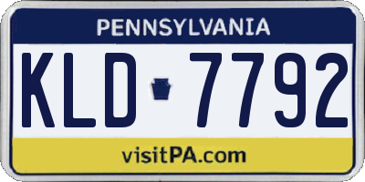 PA license plate KLD7792