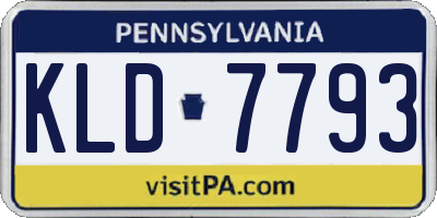 PA license plate KLD7793