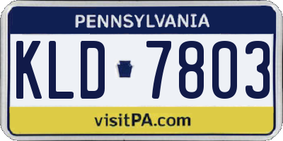 PA license plate KLD7803