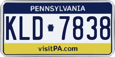 PA license plate KLD7838
