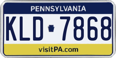 PA license plate KLD7868