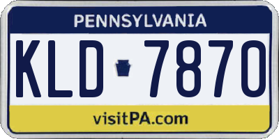 PA license plate KLD7870
