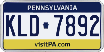 PA license plate KLD7892