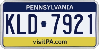PA license plate KLD7921