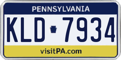 PA license plate KLD7934