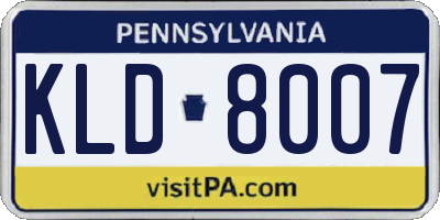 PA license plate KLD8007