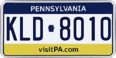 PA license plate KLD8010