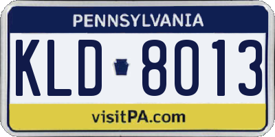 PA license plate KLD8013