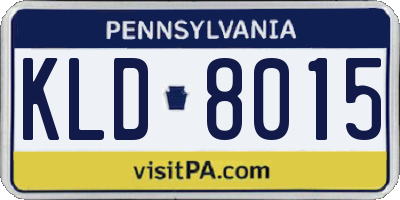 PA license plate KLD8015