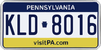 PA license plate KLD8016