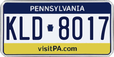 PA license plate KLD8017