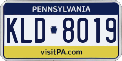 PA license plate KLD8019