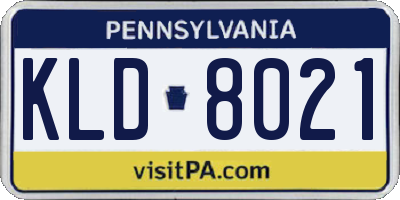 PA license plate KLD8021