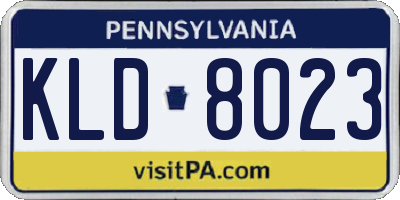 PA license plate KLD8023