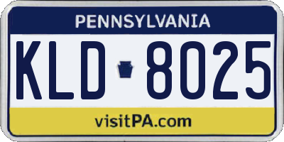 PA license plate KLD8025