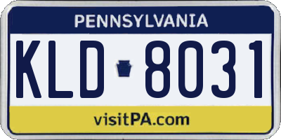 PA license plate KLD8031