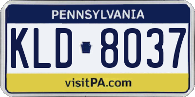 PA license plate KLD8037