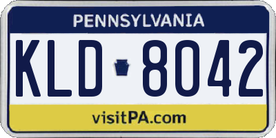 PA license plate KLD8042