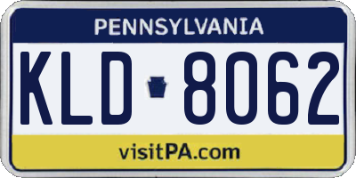 PA license plate KLD8062