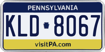 PA license plate KLD8067