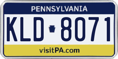 PA license plate KLD8071