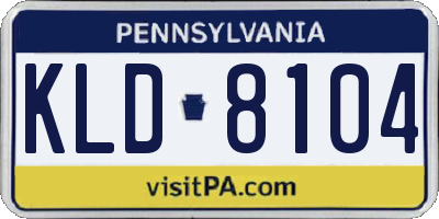 PA license plate KLD8104