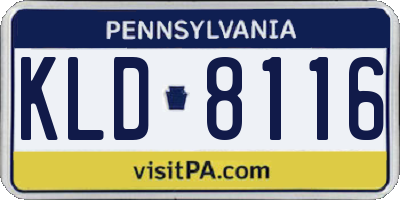 PA license plate KLD8116