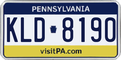 PA license plate KLD8190