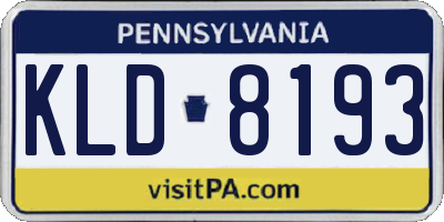 PA license plate KLD8193