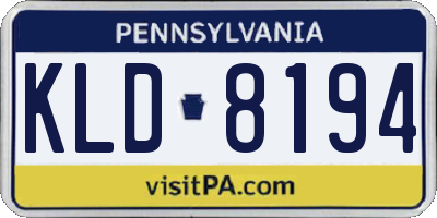 PA license plate KLD8194