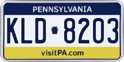 PA license plate KLD8203