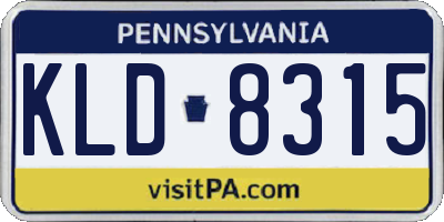 PA license plate KLD8315