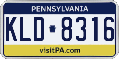PA license plate KLD8316