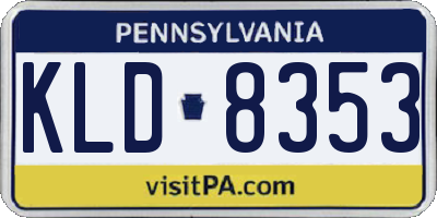 PA license plate KLD8353