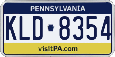 PA license plate KLD8354