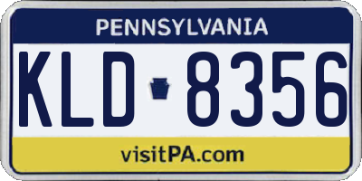 PA license plate KLD8356