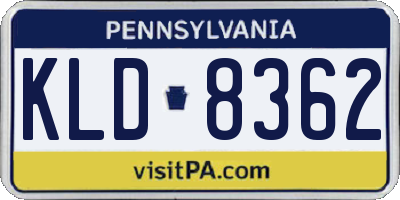 PA license plate KLD8362