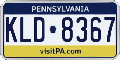 PA license plate KLD8367