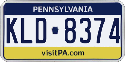 PA license plate KLD8374