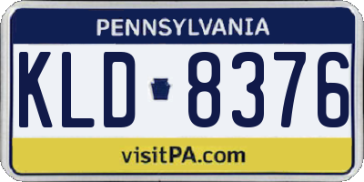 PA license plate KLD8376