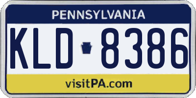 PA license plate KLD8386