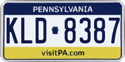 PA license plate KLD8387