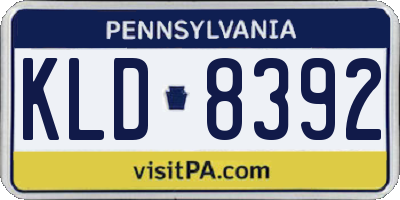 PA license plate KLD8392