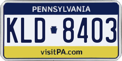 PA license plate KLD8403