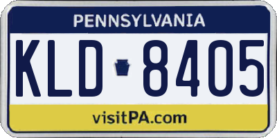 PA license plate KLD8405