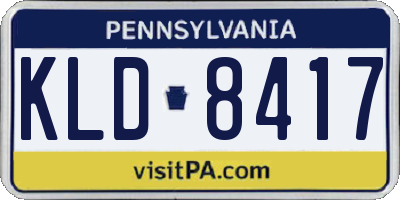 PA license plate KLD8417
