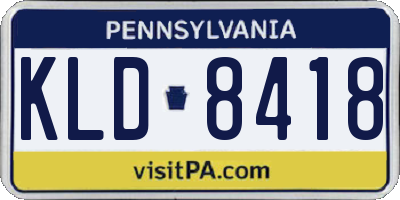 PA license plate KLD8418